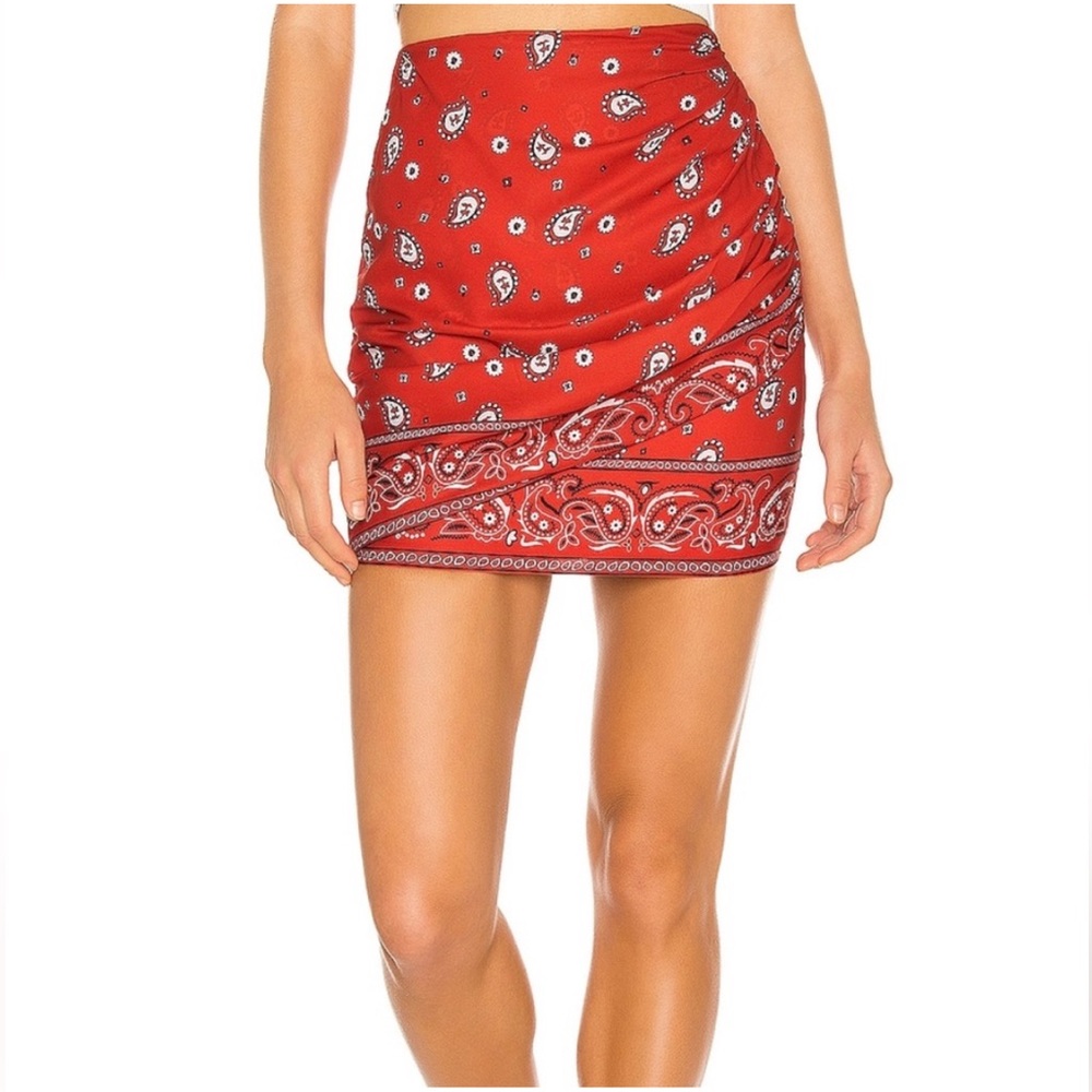 superdown Red Paisley Mini Skirt